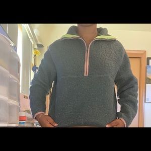 Green, lime green, and pink fleece.